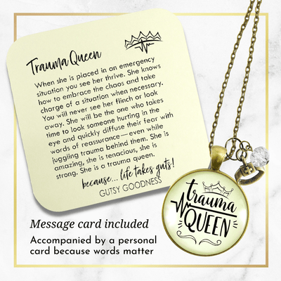 Gutsy Goodness Trauma Queen Necklace Nurse Medical Assistant Funny Quote Jewelry - Gutsy Goodness Handmade Jewelry;Trauma Queen Necklace Nurse Medical Assistant Funny Quote Jewelry - Gutsy Goodness Handmade Jewelry Gifts