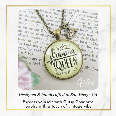 Gutsy Goodness Trauma Queen Necklace Nurse Medical Assistant Funny Quote Jewelry - Gutsy Goodness Handmade Jewelry;Trauma Queen Necklace Nurse Medical Assistant Funny Quote Jewelry - Gutsy Goodness Handmade Jewelry Gifts
