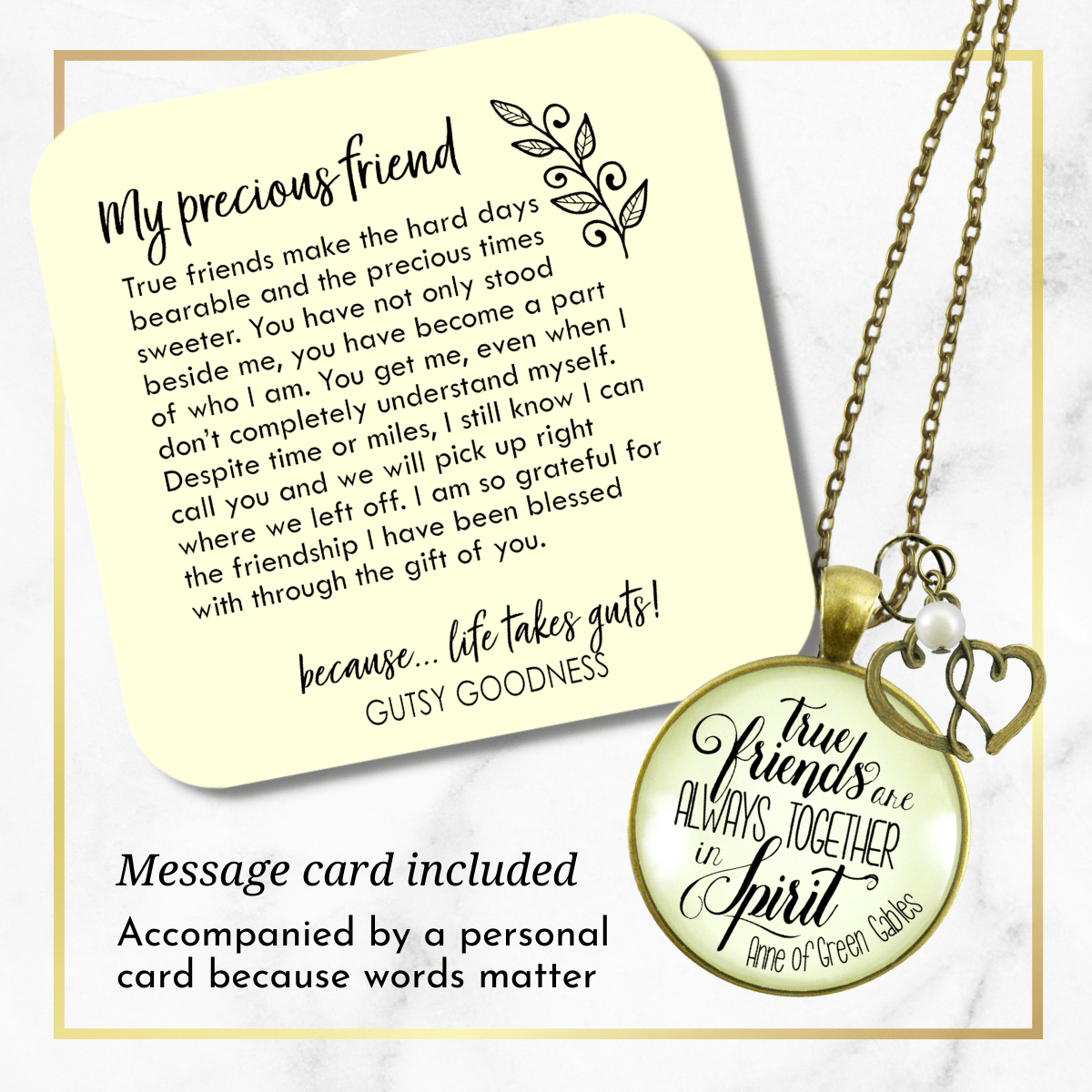 Gutsy Goodness True Friends are Always Together Necklace BFF Literature Quote - Gutsy Goodness Handmade Jewelry;True Friends Are Always Together Necklace Bff Literature Quote - Gutsy Goodness Handmade Jewelry Gifts