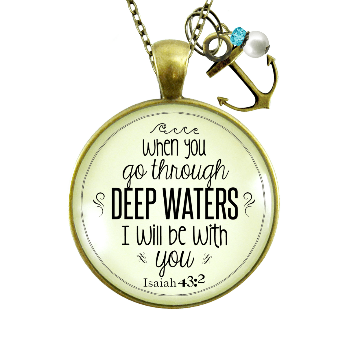 Gutsy Goodness Faith Necklace Go Through Deep Waters Encouragement Scripture Jewelry - Gutsy Goodness;Faith Necklace Go Through Deep Waters Encouragement Scripture Jewelry - Gutsy Goodness Handmade Jewelry Gifts