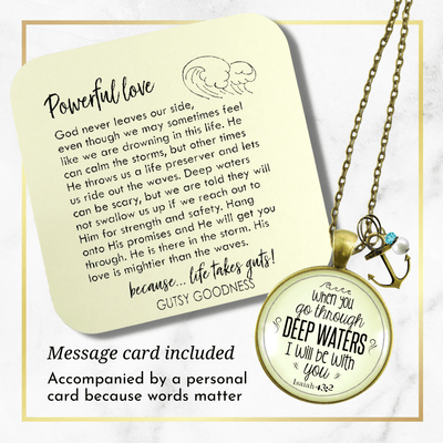 Gutsy Goodness Faith Necklace Go Through Deep Waters Encouragement Scripture Jewelry - Gutsy Goodness;Faith Necklace Go Through Deep Waters Encouragement Scripture Jewelry - Gutsy Goodness Handmade Jewelry Gifts
