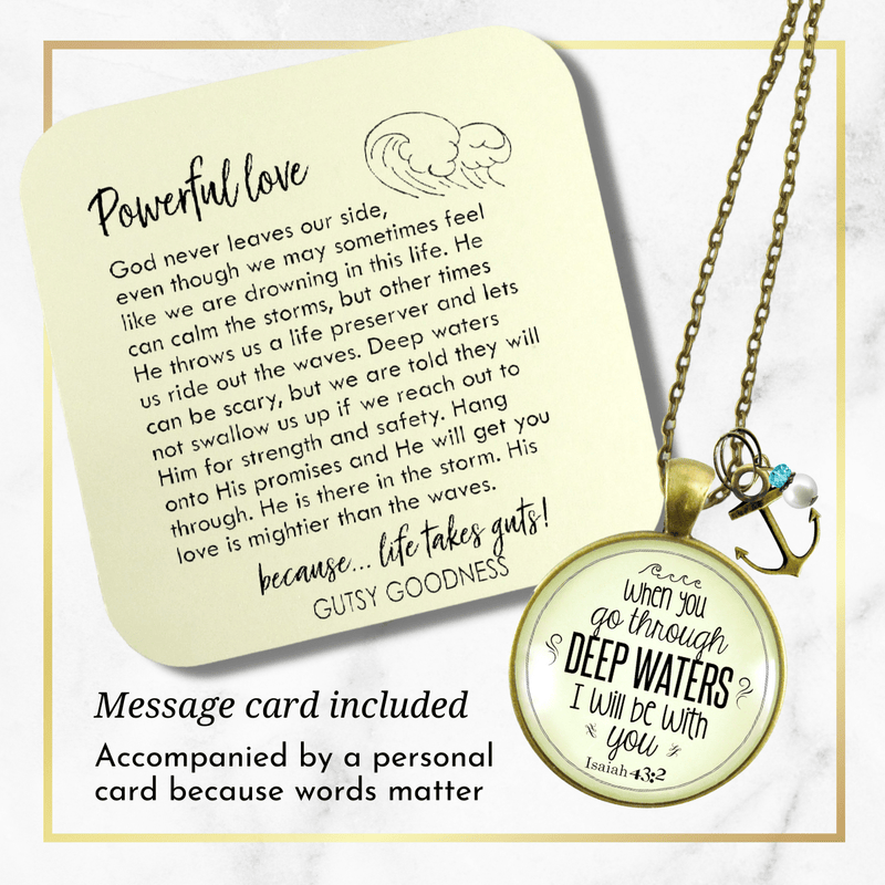 Gutsy Goodness Faith Necklace Go Through Deep Waters Encouragement Scripture Jewelry - Gutsy Goodness;Faith Necklace Go Through Deep Waters Encouragement Scripture Jewelry - Gutsy Goodness Handmade Jewelry Gifts