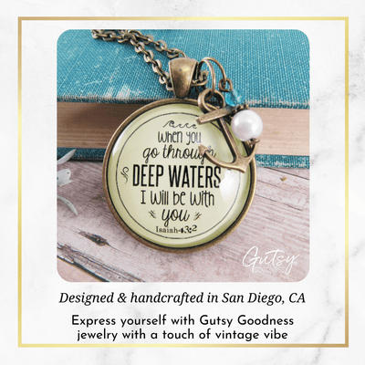 Gutsy Goodness Faith Necklace Go Through Deep Waters Encouragement Scripture Jewelry - Gutsy Goodness;Faith Necklace Go Through Deep Waters Encouragement Scripture Jewelry - Gutsy Goodness Handmade Jewelry Gifts