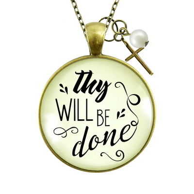 Gutsy Goodness Thy Will Be Done Christian Message Quote Necklace Cross Charm Jewelry - Gutsy Goodness Handmade Jewelry;Thy Will Be Done Christian Message Quote Necklace Cross Charm Jewelry - Gutsy Goodness Handmade Jewelry Gifts