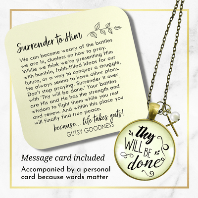 Gutsy Goodness Thy Will Be Done Christian Message Quote Necklace Cross Charm Jewelry - Gutsy Goodness Handmade Jewelry;Thy Will Be Done Christian Message Quote Necklace Cross Charm Jewelry - Gutsy Goodness Handmade Jewelry Gifts