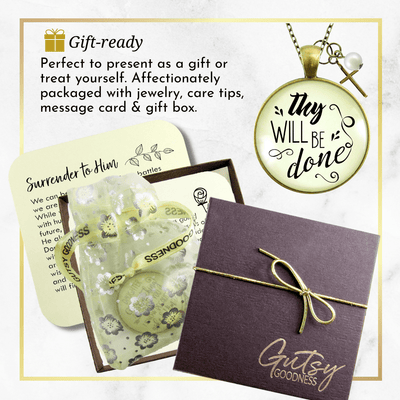 Gutsy Goodness Thy Will Be Done Christian Message Quote Necklace Cross Charm Jewelry - Gutsy Goodness Handmade Jewelry;Thy Will Be Done Christian Message Quote Necklace Cross Charm Jewelry - Gutsy Goodness Handmade Jewelry Gifts