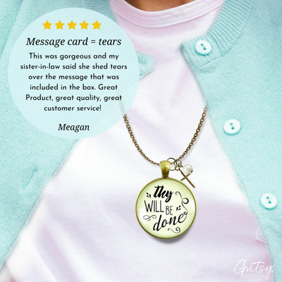 Gutsy Goodness Thy Will Be Done Christian Message Quote Necklace Cross Charm Jewelry - Gutsy Goodness Handmade Jewelry;Thy Will Be Done Christian Message Quote Necklace Cross Charm Jewelry - Gutsy Goodness Handmade Jewelry Gifts