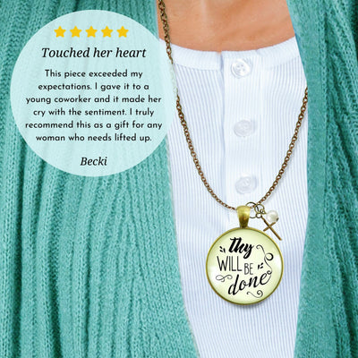 Gutsy Goodness Thy Will Be Done Christian Message Quote Necklace Cross Charm Jewelry - Gutsy Goodness Handmade Jewelry;Thy Will Be Done Christian Message Quote Necklace Cross Charm Jewelry - Gutsy Goodness Handmade Jewelry Gifts