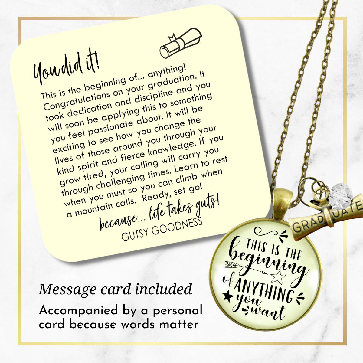 Gutsy Goodness Graduation Necklace The Beginning Of Anything Diploma Jewelry - Gutsy Goodness Handmade Jewelry;Graduation Necklace The Beginning Of Anything Diploma Jewelry - Gutsy Goodness Handmade Jewelry Gifts