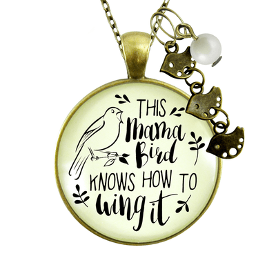 Mama Bird Necklace 3 Kids Wings It Baby Bird Charm Gift Mom Jewelry - Gutsy Goodness;Mama Bird Necklace 3 Kids Wings It Baby Bird Charm Gift Mom Jewelry - Gutsy Goodness Handmade Jewelry Gifts