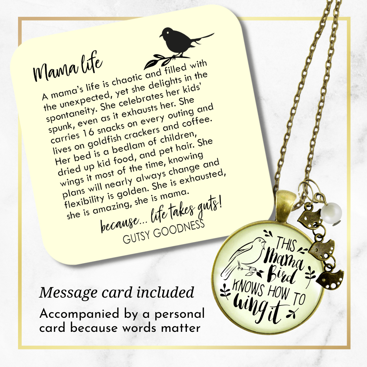 Mama Bird Necklace 3 Kids Wings It Baby Bird Charm Gift Mom Jewelry - Gutsy Goodness;Mama Bird Necklace 3 Kids Wings It Baby Bird Charm Gift Mom Jewelry - Gutsy Goodness Handmade Jewelry Gifts