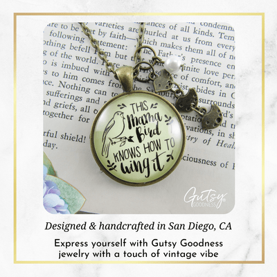 Mama Bird Necklace 3 Kids Wings It Baby Bird Charm Gift Mom Jewelry - Gutsy Goodness;Mama Bird Necklace 3 Kids Wings It Baby Bird Charm Gift Mom Jewelry - Gutsy Goodness Handmade Jewelry Gifts
