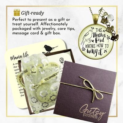 Mama Bird Necklace 3 Kids Wings It Baby Bird Charm Gift Mom Jewelry - Gutsy Goodness;Mama Bird Necklace 3 Kids Wings It Baby Bird Charm Gift Mom Jewelry - Gutsy Goodness Handmade Jewelry Gifts