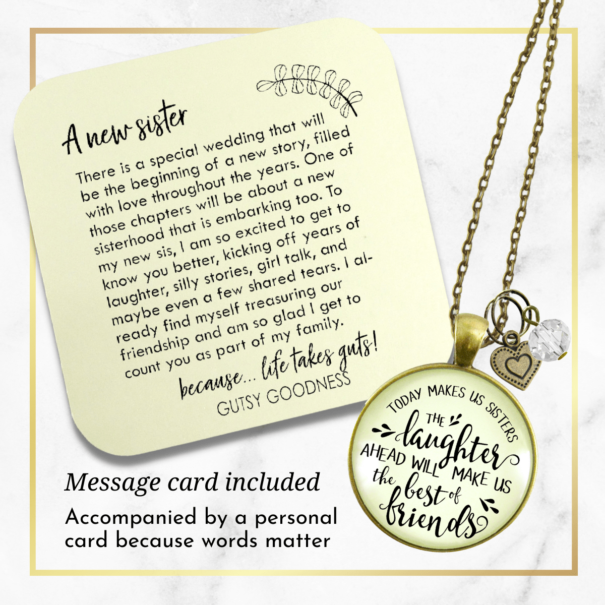 Gutsy Goodness Sister in Law Necklace Today Makes Us Sisters Wedding Day Gift - Gutsy Goodness;Sister In Law Necklace Today Makes Us Sisters Wedding Day Gift - Gutsy Goodness Handmade Jewelry Gifts