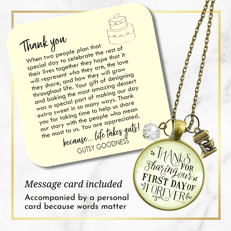Gutsy Goodness Wedding Cake Baker Gift Necklace Thanks for Sharing Our Day Charm - Gutsy Goodness Handmade Jewelry;Wedding Cake Baker Gift Necklace Thanks For Sharing Our Day Charm - Gutsy Goodness Handmade Jewelry Gifts