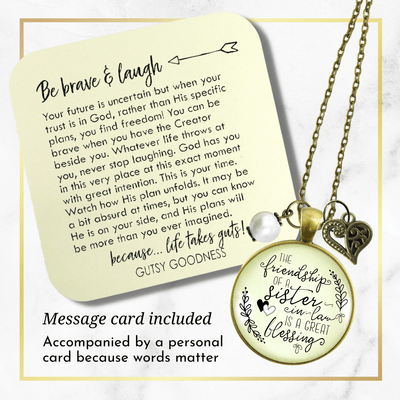Sister in Law Necklace Friendship Blessing Gift Wedding Jewelry - Gutsy Goodness