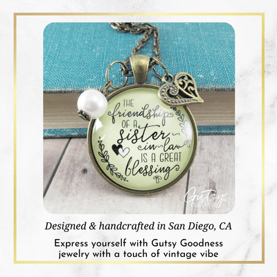 Sister in Law Necklace Friendship Blessing Gift Wedding Jewelry - Gutsy Goodness