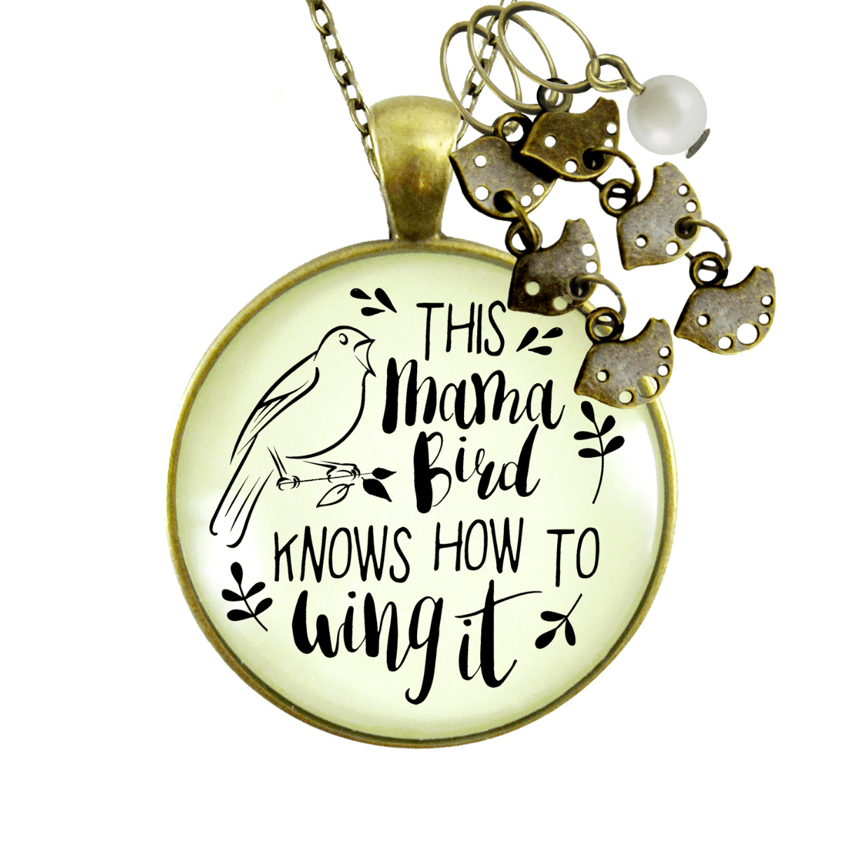 Gutsy Goodness Mama Bird Necklace 6 Kids Wings It Baby Bird Charm Gift Mom Jewelry - 24&quot; - 24&quot; - Gutsy Goodness;Mama Bird Necklace 6 Kids Wings It Baby Bird Charm Gift Mom Jewelry - 24&Quot; - 24&Quot; - 24&Quot; - Gutsy Goodness Handmade Jewelry Gifts