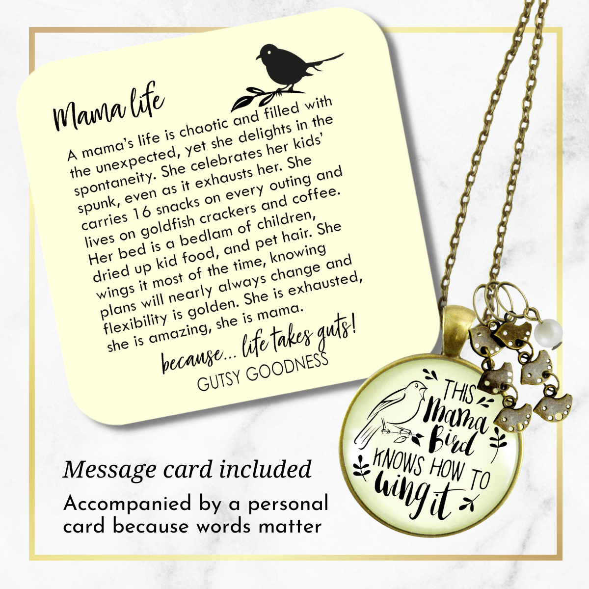 Gutsy Goodness Mama Bird Necklace 6 Kids Wings It Baby Bird Charm Gift Mom Jewelry - 24&quot; - 24&quot; - Gutsy Goodness;Mama Bird Necklace 6 Kids Wings It Baby Bird Charm Gift Mom Jewelry - 24&Quot; - 24&Quot; - 24&Quot; - Gutsy Goodness Handmade Jewelry Gifts