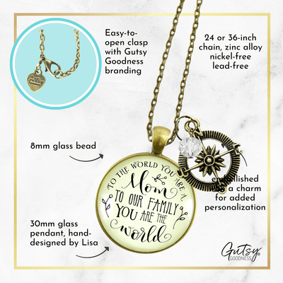 Gutsy Goodness Best Mom Necklace To the World You are Family Loves Gift Jewelry - Gutsy Goodness;Best Mom Necklace To The World You Are Family Loves Gift Jewelry - Gutsy Goodness Handmade Jewelry Gifts