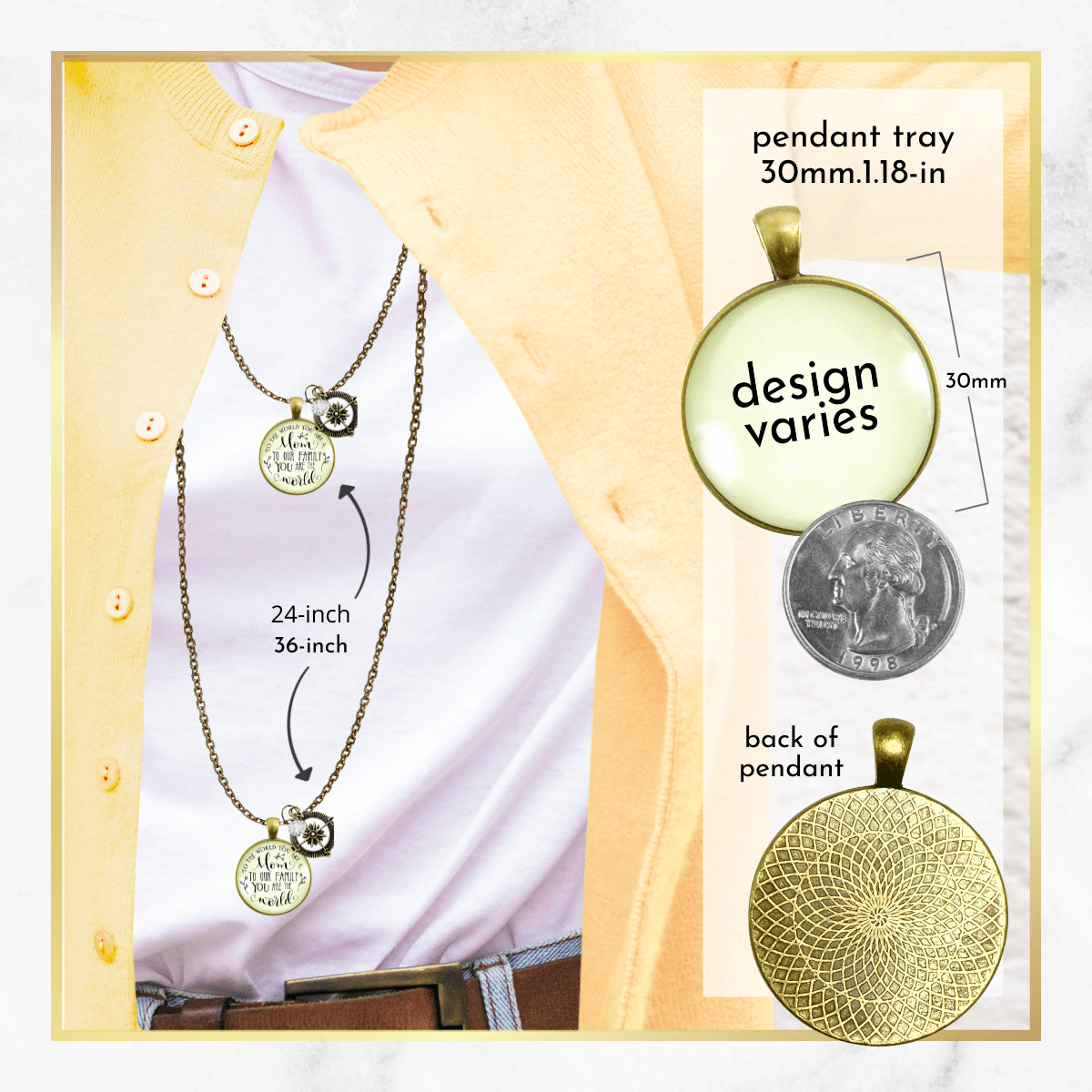 Best Mom Necklace To the World You are Family Loves Gift Jewelry