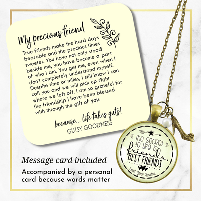 Gutsy Goodness The Secret to Life is Friends BFF Necklace Quote Boho Chic Jewelry - Gutsy Goodness;The Secret To Life Is Friends Best Friends - Heel - Gutsy Goodness Handmade Jewelry Gifts