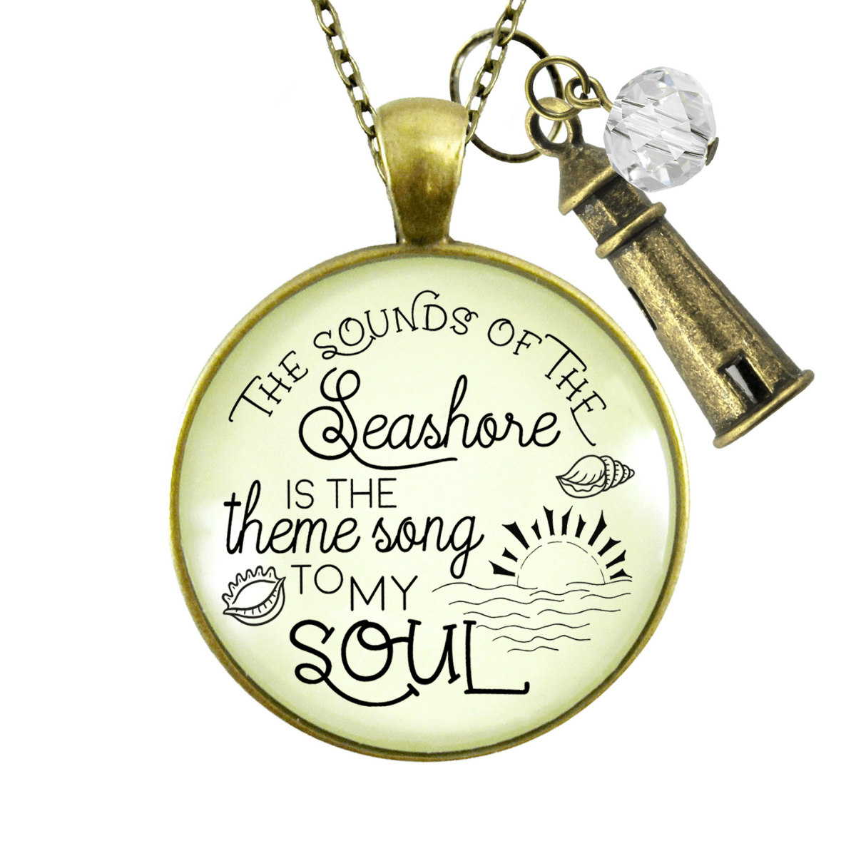 Beach Necklace Sounds of Seashore Nautical Ocean Theme Jewelry - Gutsy Goodness
