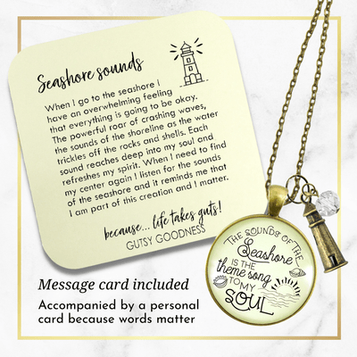 Beach Necklace Sounds of Seashore Nautical Ocean Theme Jewelry - Gutsy Goodness