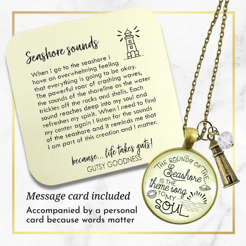 Beach Necklace Sounds of Seashore Nautical Ocean Theme Jewelry - Gutsy Goodness