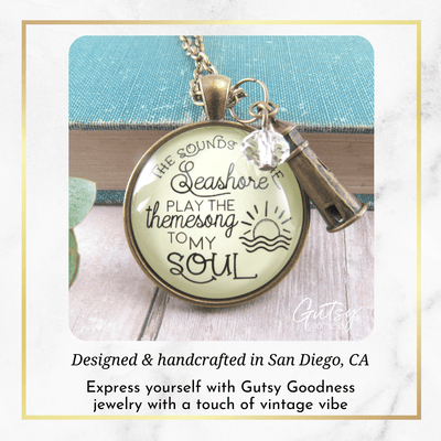 Beach Necklace Sounds of Seashore Nautical Ocean Theme Jewelry - Gutsy Goodness
