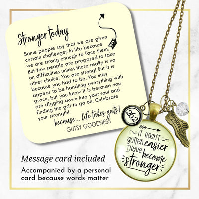 26.2 Marathon Runner Necklace Hasn't Gotten Easier Stronger Athlete Mantra Jewel  Necklace - Gutsy Goodness Handmade Jewelry