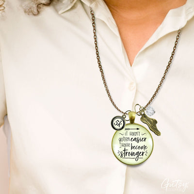5K Marathon Runner Necklace Hasn't Gotten Easier Stronger Athlete Mantra Jewelry  Necklace - Gutsy Goodness Handmade Jewelry