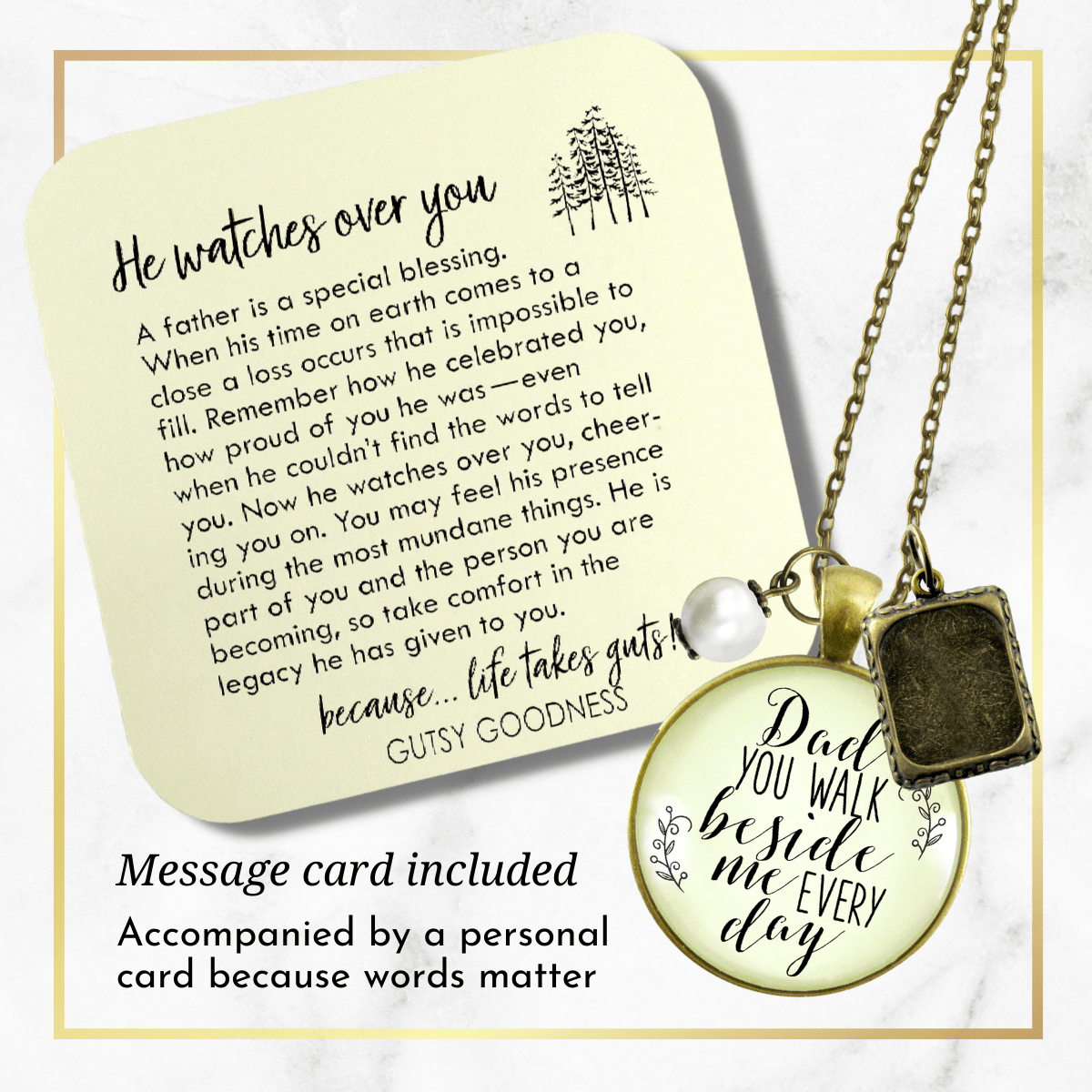 Gutsy Goodness Remembrance Necklace Dad You Walk Memorial Photo Charm Womens Jewelry - Gutsy Goodness Handmade Jewelry;Remembrance Necklace Dad You Walk Memorial Photo Charm Womens Jewelry - Gutsy Goodness Handmade Jewelry Gifts