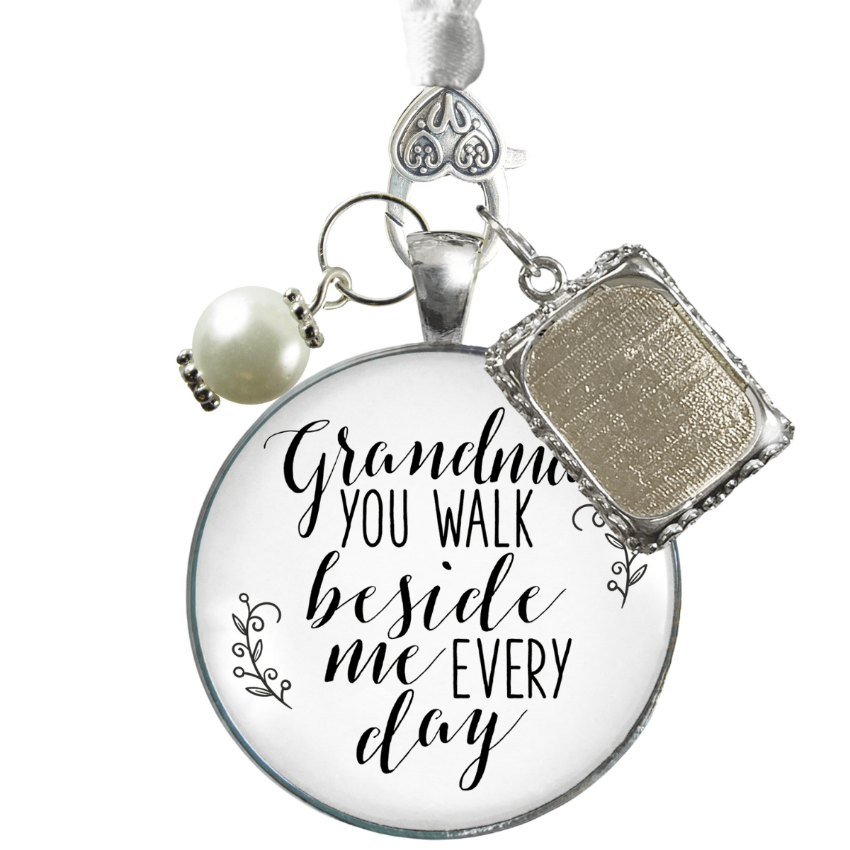 Bridal Bouquet Charm Grandma Picture Frame Wedding Memorial Silver Finish Jewelry - Gutsy Goodness Handmade Jewelry Gifts