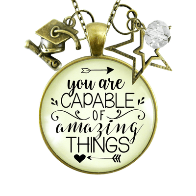 Gutsy Goodness Graduation Necklace You are Capable Of Amazing Things Womens Charm Jewelry - Gutsy Goodness Handmade Jewelry;Graduation Necklace You Are Capable Of Amazing Things Womens Charm Jewelry - Gutsy Goodness Handmade Jewelry Gifts