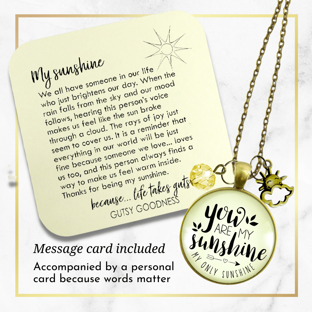 Gutsy Goodness You are My Sunshine Necklace Friendship Jewelry Inspired Sun Charm - Gutsy Goodness Handmade Jewelry;You Are My Sunshine Necklace Friendship Jewelry Inspired Sun Charm - Gutsy Goodness Handmade Jewelry Gifts