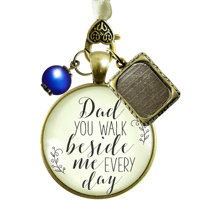 Bridal Bouquet Photo Charm Dad You Walk Beside Me Wedding Father Memorial Jewelry - Gutsy Goodness Handmade Jewelry Gifts