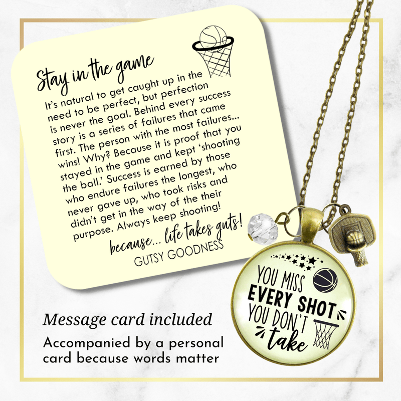Gutsy Goodness Basketball Necklace You Miss Every Shot Inspirational Jewelry - Gutsy Goodness;Basketball Necklace You Miss Every Shot Inspirational Jewelry - Gutsy Goodness Handmade Jewelry Gifts