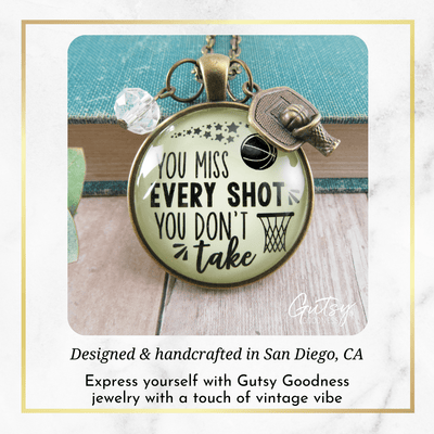 Gutsy Goodness Basketball Necklace You Miss Every Shot Inspirational Jewelry - Gutsy Goodness;Basketball Necklace You Miss Every Shot Inspirational Jewelry - Gutsy Goodness Handmade Jewelry Gifts