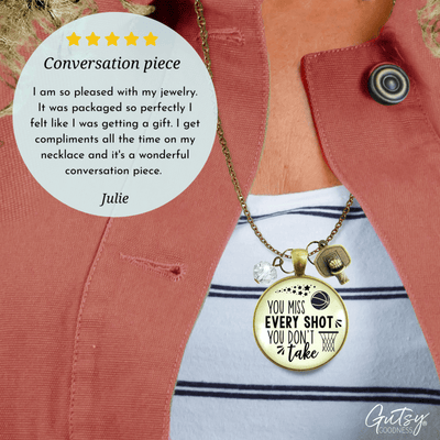 Gutsy Goodness Basketball Necklace You Miss Every Shot Inspirational Jewelry - Gutsy Goodness;Basketball Necklace You Miss Every Shot Inspirational Jewelry - Gutsy Goodness Handmade Jewelry Gifts