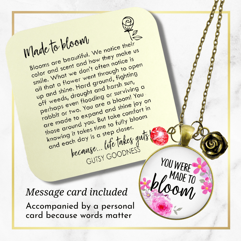 Gutsy Goodness You Were Made To Bloom Necklace Watercolor Floral Inspiring Gift - Gutsy Goodness Handmade Jewelry;You Were Made To Bloom Necklace Watercolor Floral Inspiring Gift - Gutsy Goodness Handmade Jewelry Gifts