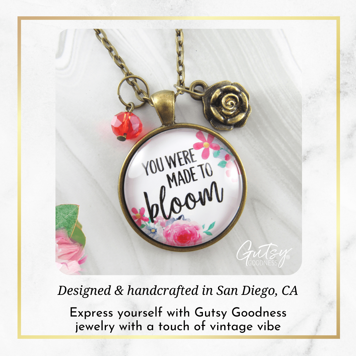 Gutsy Goodness You Were Made To Bloom Necklace Watercolor Floral Inspiring Gift - Gutsy Goodness Handmade Jewelry;You Were Made To Bloom Necklace Watercolor Floral Inspiring Gift - Gutsy Goodness Handmade Jewelry Gifts