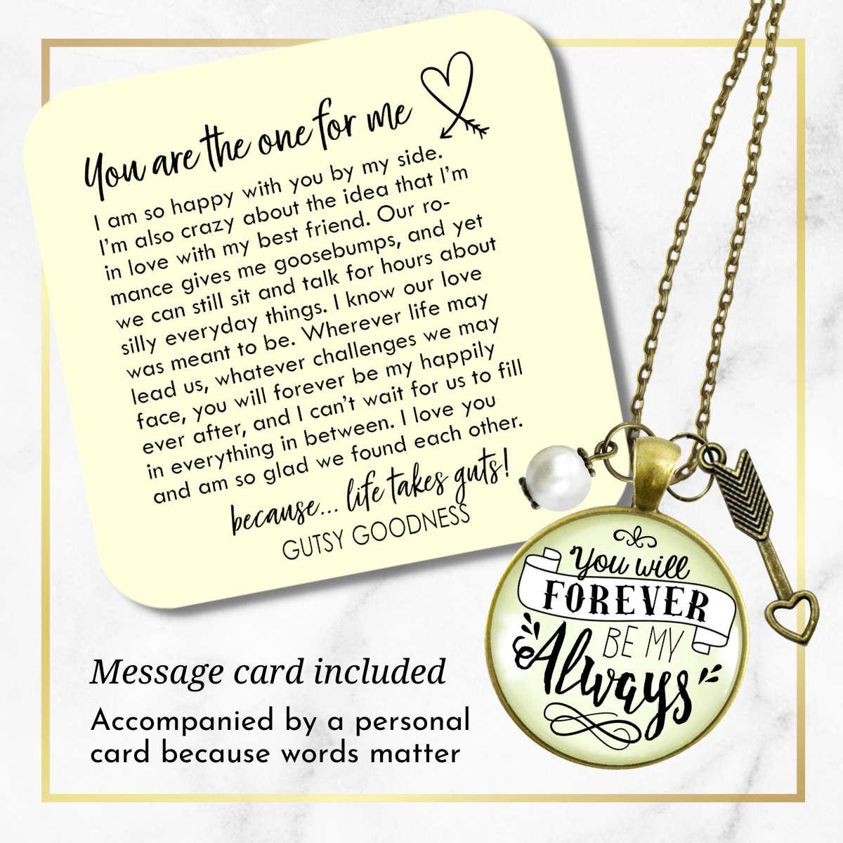 Gutsy Goodness You Will Forever be My Always Love Necklace for Girlfriend Wife Gift - Gutsy Goodness;You Will Forever Be My Always Love Necklace For Girlfriend Wife Gift - Gutsy Goodness Handmade Jewelry Gifts