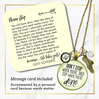 10K Marathon Necklace Don't Stop When You're Tired Motivational Run Sport Charm  Necklace - Gutsy Goodness Handmade Jewelry