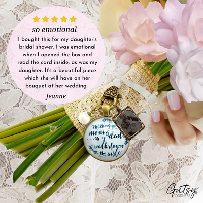 Bouquet Charm Mom Dad Of Bride Remember White Memory Parents Photo Frame Wed Jewelry - Gutsy Goodness Handmade Jewelry Gifts