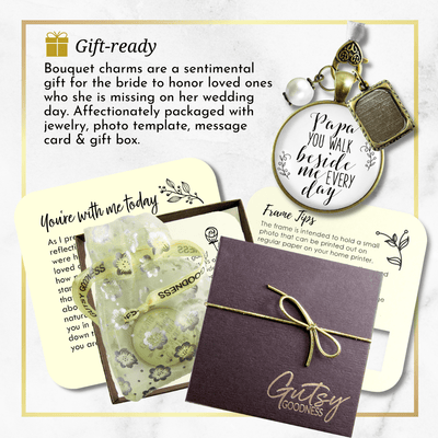Papa Wedding White Bouquet Charm Grandpa Frame Memorial Grandfather Remember Jewelry - Gutsy Goodness Handmade Jewelry Gifts