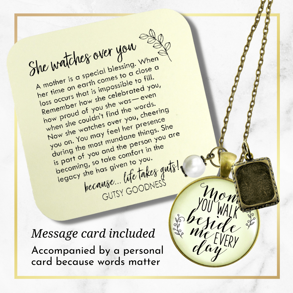 Gutsy Goodness Mom Remembrance Necklace You Walk Photo Frame Memorial Gift - Gutsy Goodness Handmade Jewelry;Mom Remembrance Necklace You Walk Photo Frame Memorial Gift - Gutsy Goodness Handmade Jewelry Gifts
