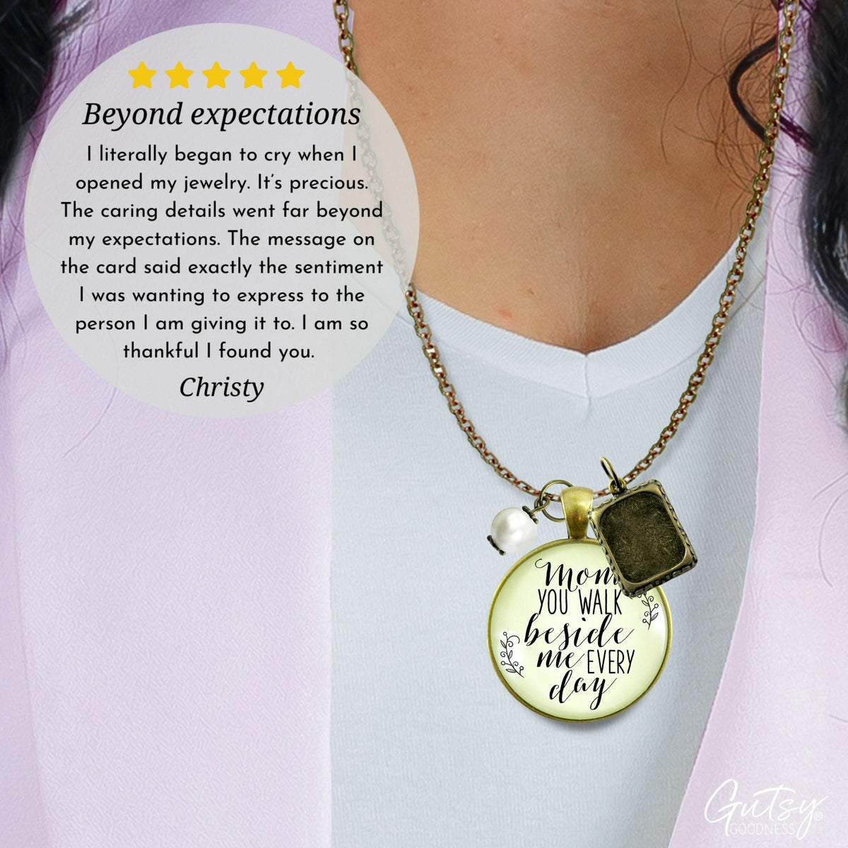 Gutsy Goodness Mom Remembrance Necklace You Walk Photo Frame Memorial Gift - Gutsy Goodness Handmade Jewelry;Mom Remembrance Necklace You Walk Photo Frame Memorial Gift - Gutsy Goodness Handmade Jewelry Gifts