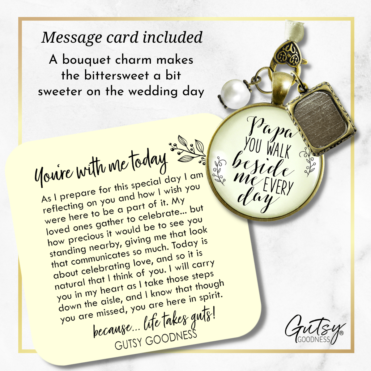 Papa Wedding Bouquet Charm Grandpa Frame Memorial Grandfather Remember Jewelry