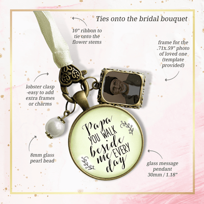 Papa Wedding Bouquet Charm Grandpa Frame Memorial Grandfather Remember Jewelry